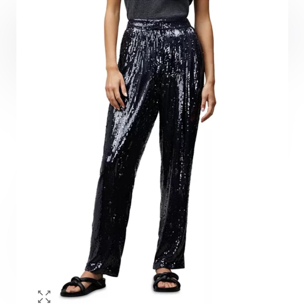 Lafayette 148 New York Black Sequin Wide-Leg Trousers